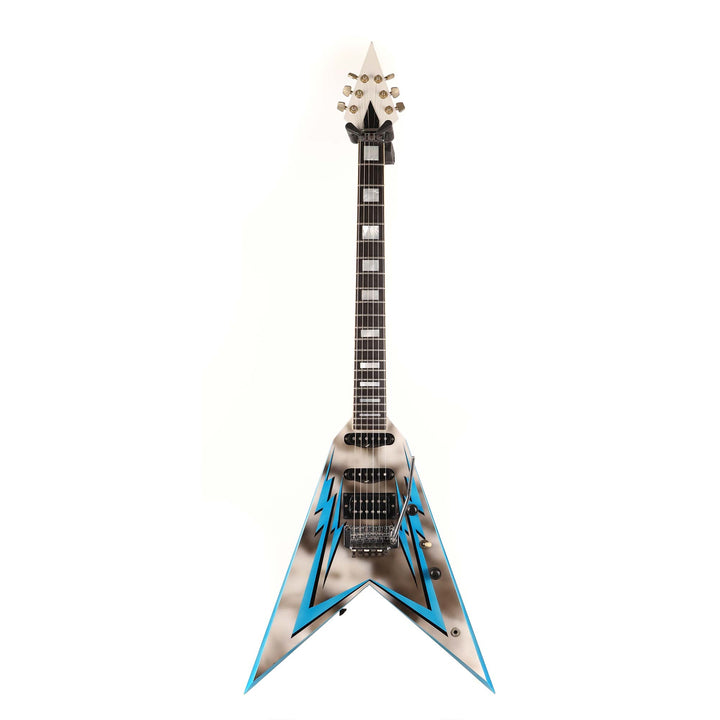 1980 Charvel Vic Vergat Pointy V Gray Airbrush and Blue Lightning Bolts