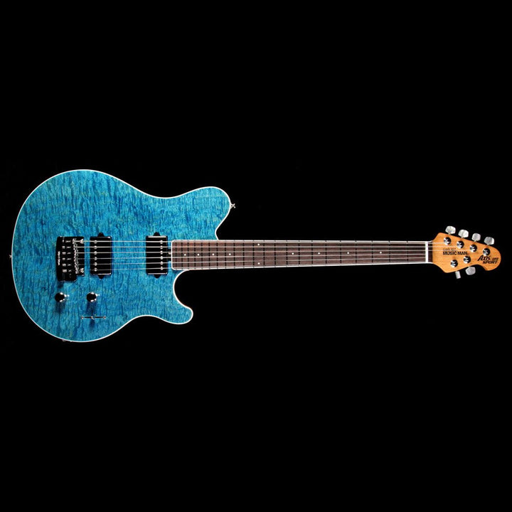 Ernie Ball Music Man BFR Axis Super Sport Tremolo Electric Guitar Aqua Blue Quilt Top