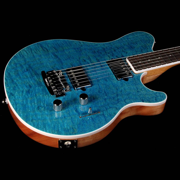 Ernie Ball Music Man BFR Axis Super Sport Tremolo Electric Guitar Aqua Blue Quilt Top