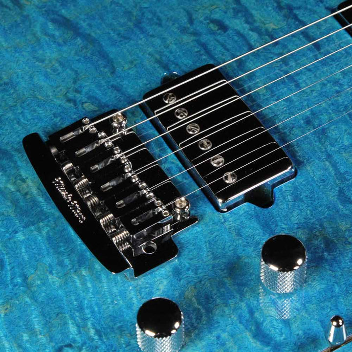 Ernie Ball Music Man BFR Axis Super Sport Tremolo Electric Guitar Aqua Blue Quilt Top