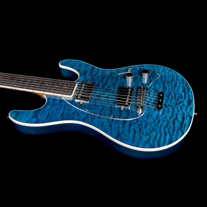 Ernie Ball Music Man Ball Family Reserve Steve Morse HH Electric Guitar Tahitian Blue Quilt