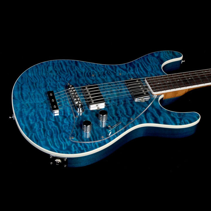 Ernie Ball Music Man Ball Family Reserve Steve Morse HH Electric Guitar Tahitian Blue Quilt