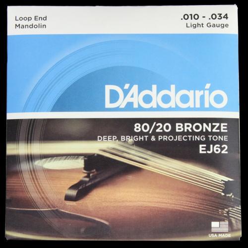 D'Addario J62 80/20 Bronze Mandolin Strings (Light 10-34)