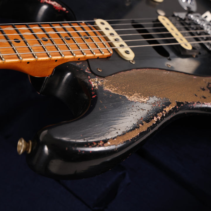 Fender Custom Shop 1957 Stratocaster Masterbuilt Andy Hicks Music Zoo Hacksaw Relic Super Faded Aged Black