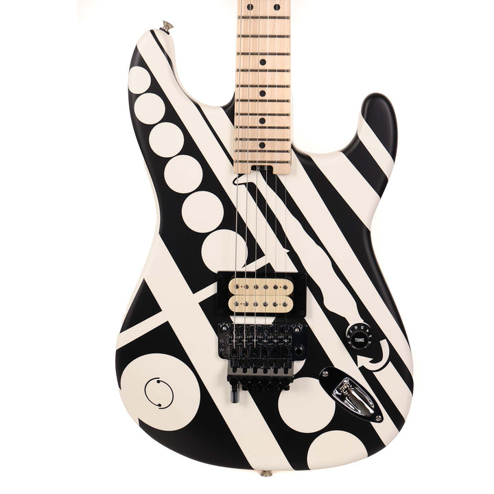 EVH Striped Series Circles Guitar White and Black