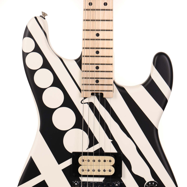 EVH Striped Series Circles Guitar White and Black