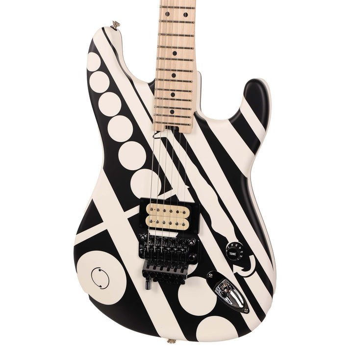 EVH Striped Series Circles Guitar White and Black