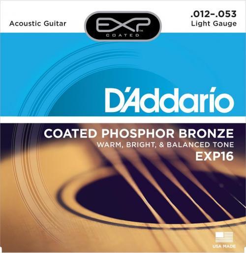 D'Addario EXP Coated Phosphor Bronze Acoustic Strings (Light 12-53)