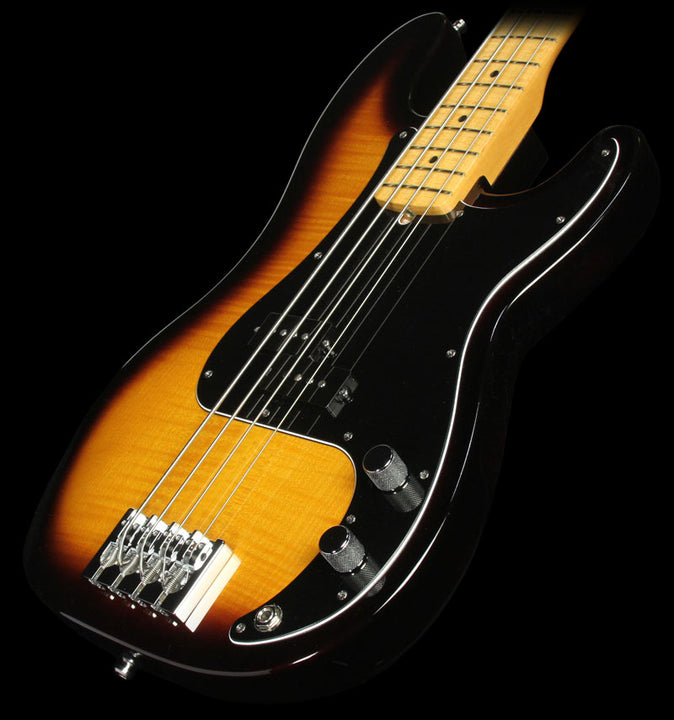 Used 2012 Fender Select Precision Bass Flame Maple Electric Bass Guitar Two-Tone Sunburst