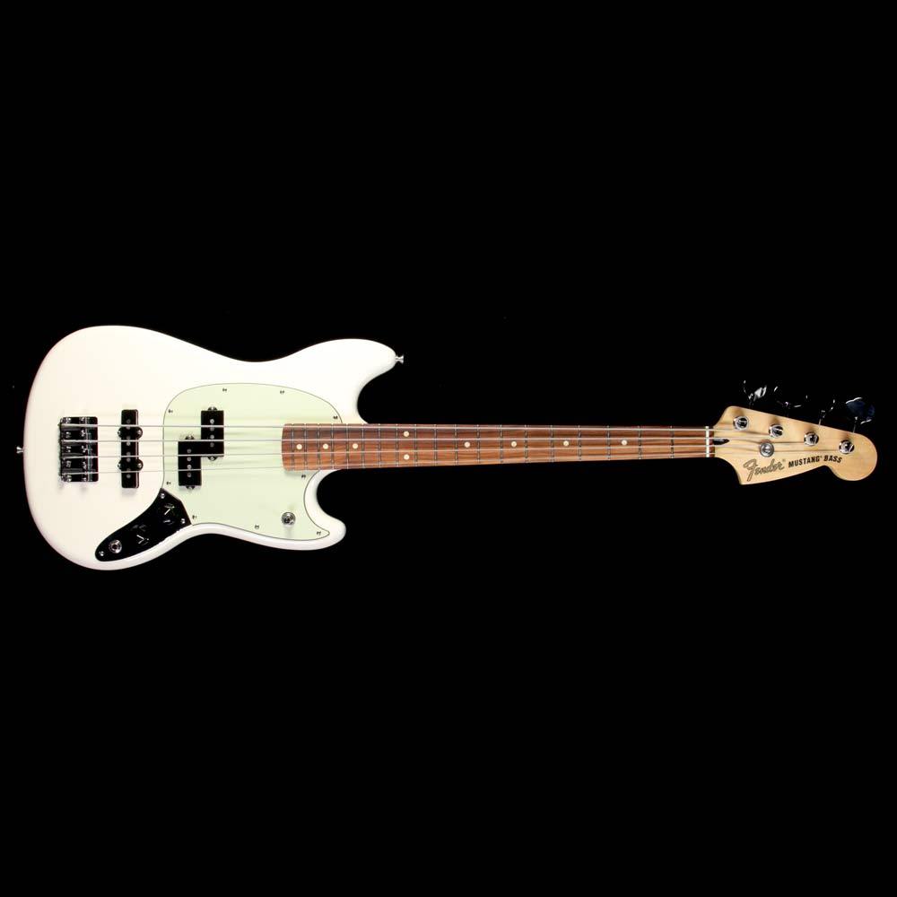 Fender Mustang Bass PJ Electric Bass Olympic White | The Music Zoo