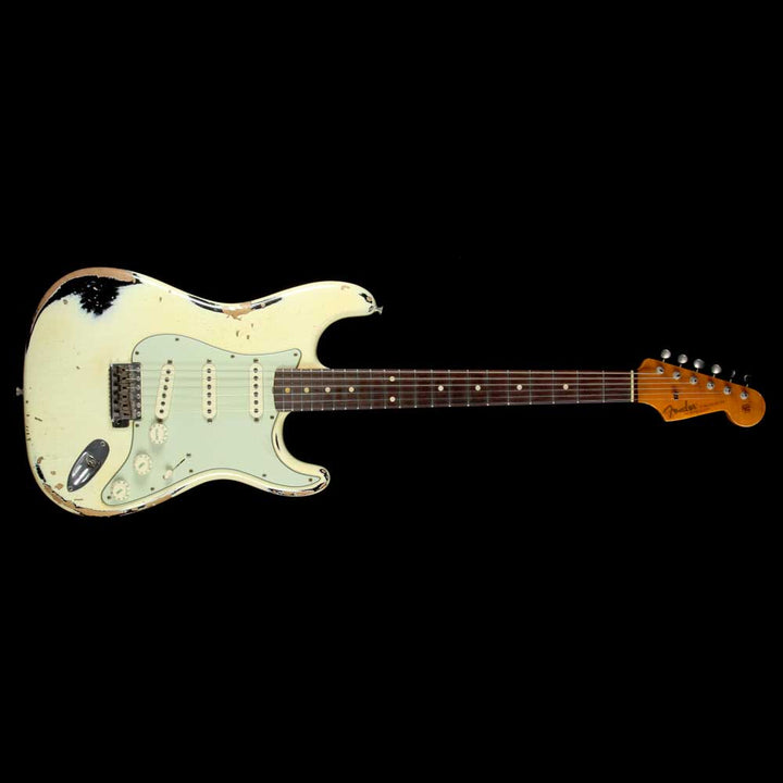 Fender Custom Shop 1962 Stratocaster Faded Vintage White Over Black Heavy Relic 2014