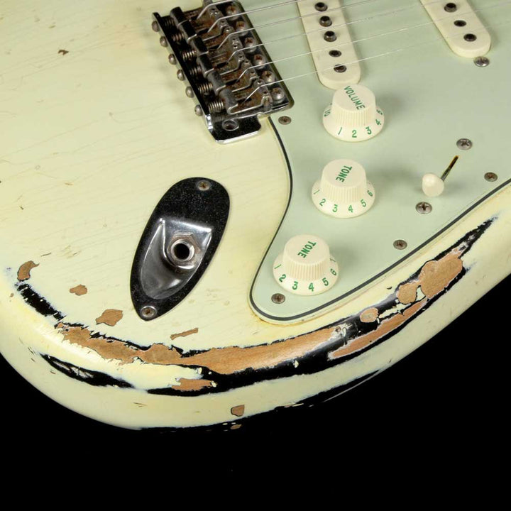 Fender Custom Shop 1962 Stratocaster Faded Vintage White Over Black Heavy Relic 2014