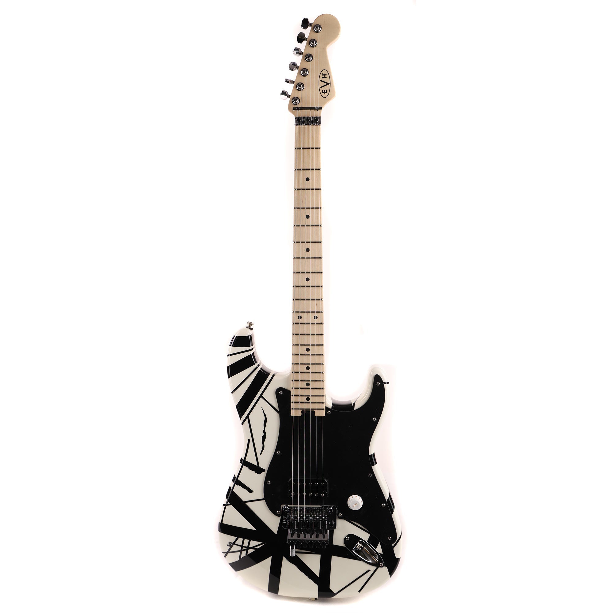 EVH Striped Series White with Black Stripes | The Music Zoo