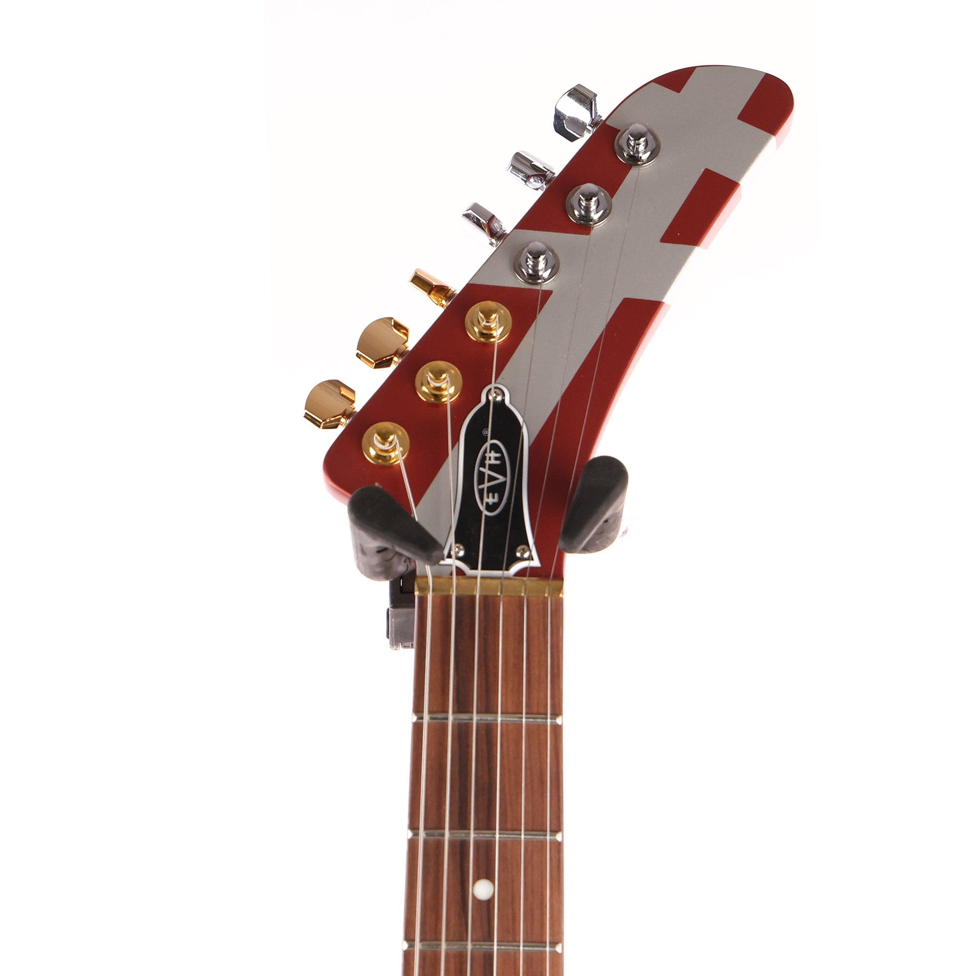 EVH Striped Series Shark Burgundy with Silver Stripes | The Music Zoo