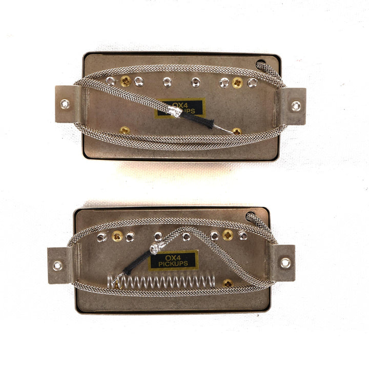 OX4 Red Eye Humbucker Pickup Set Aged Nickel Covers